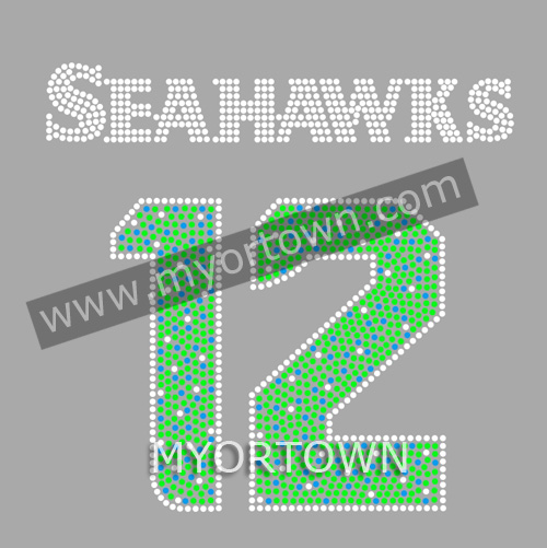 No Seahawks Iron On Rhinestone Wholesale Hotfix Bling Ribbon Transfer