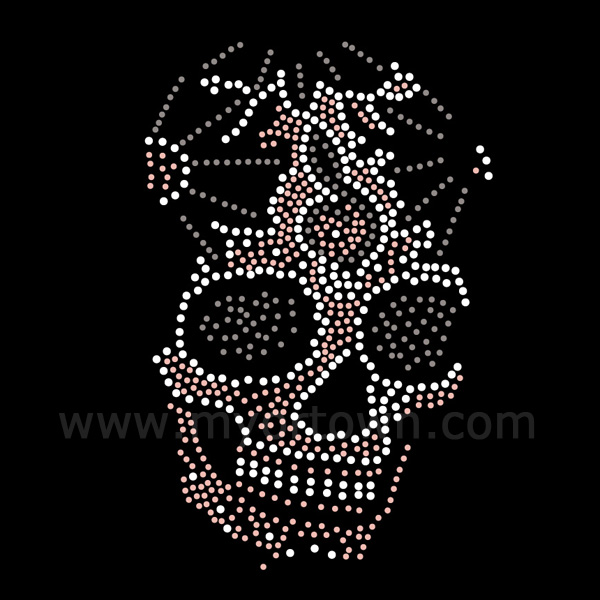 Beautiful skull Rhinestone Heat Transfers , Crystal Iron manufacturers