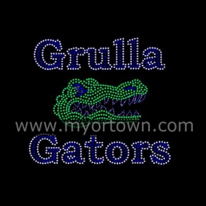 Grulla Gator rhinestone transfer Iron On Wholesale 30pcs/lot