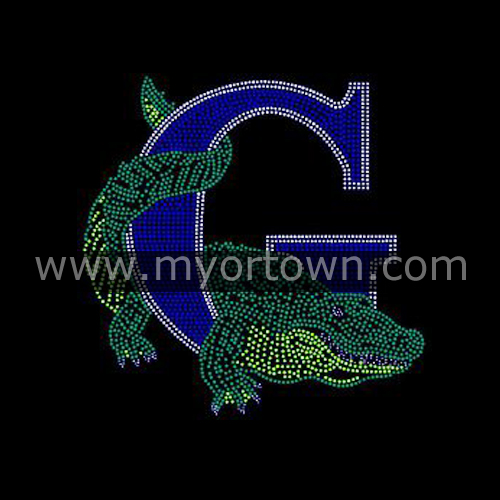 Grulla Gator rhinestone transfer Iron On Wholesale 30pcs/lot