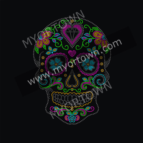 Beautiful color fashion skull Rhinestud Transfer Designs Rhinestone ...