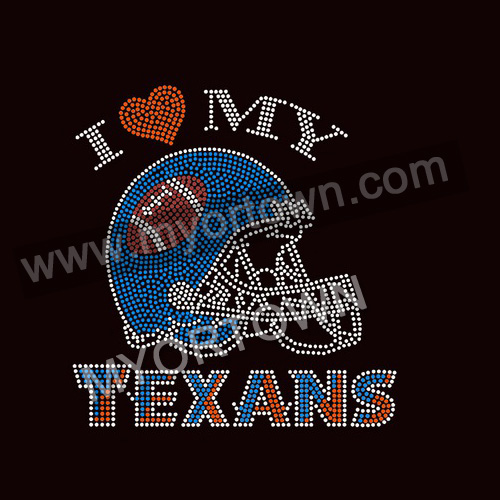 I love my Texans Football Rhinestone Transfer Iron on