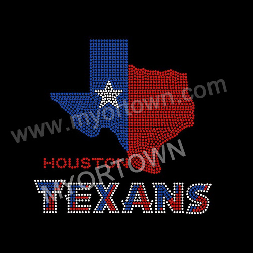 Houston Texans Text Texas Map Rhinestone Transfer