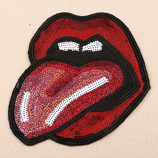 red lips Sequin Patch design ,Sequin Iron on Patches