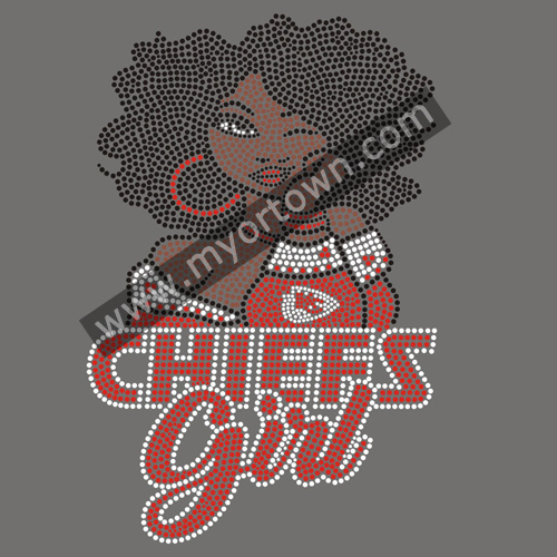 Kc Kansas Chiefs Girls Rhinestone Transfer 