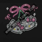 Hello Kitty Pink Ribbon bling hotfix iron on Rhinestone  transfer  30pcs