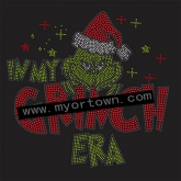 Grinch ERA Christmas bling hotfix iron on Rhinestone  transfer  30pcs