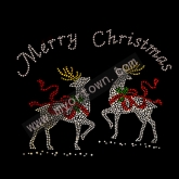 Bling Bling Merry Christmas with Reindeer bling hotfix iron on Rhinestone  transfer  30pcs