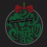 Merry Christmas Rhinestone bling hotfix iron on Rhinestone  transfer  30pcs