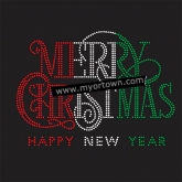 Merry Christmas and happy new years Rhinestone bling hotfix iron on Rhinestone  transfer  30pcs