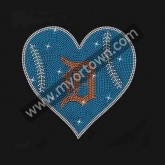 Detroit Tigers Heart Rhinestone  Bling Custom Motif Rhinestone Heat Transfer  30pcs