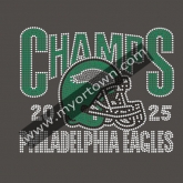 Philadelphia Eagles Champions Bling Custom Motif Rhinestone Heat Transfer  30pcs