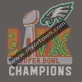 Philadelphia Eagles Super Bowl LIX Champions Bling Custom Motif Rhinestone Heat Transfer  30pcs