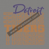 Wholesale Custom Cobalt Detroit Tigers Stacked Digital design Rhineston Transfer 30 Pieces/Lot