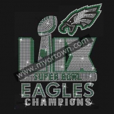 Eagles Super Bowl Champions Bling Custom Motif Rhinestone Heat Transfer  30pcs