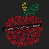 Heart Apple Bling Custom Motif Rhinestone Heat Transfer  30pcs