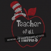 Teacher of all things Apple Apple Bling Custom Motif Rhinestone Heat Transfer  30pcs