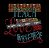 Teacher Love Mspire Bling Custom Motif Rhinestone Heat Transfer  30pcs