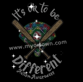 It's ok to be different heart Autism Awareness design Rhineston Transfer