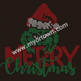 Merry Christmas Grinch Custom Motif Rhinestone Heat Transfer  30pcs