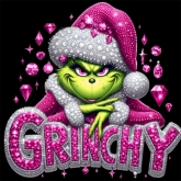 Grinchy Pink Gemstone Diamond Xmas Christmas - custom DTF transfer 30pcs