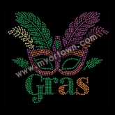 Mardi Gras Rhinestone Iron On Motif 30pcs