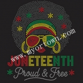 Proud And Free Afro Girl Shirt Juneteenth rhinestone designs 2026 Rhinestone Transfer  30pcs