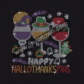 Hallothanksmas Wine Glass Rhinestone designs Rhinestone Transfer  30pcs